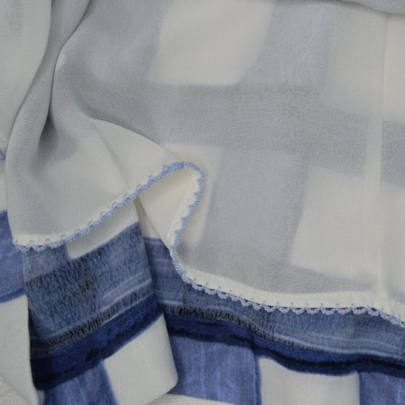 Maeve Anthropologie Chiffon Blue White Painterly P - Picture 10 of 13